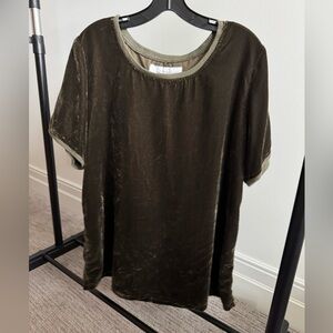 Kyla Seo Olive Velvet Blouse